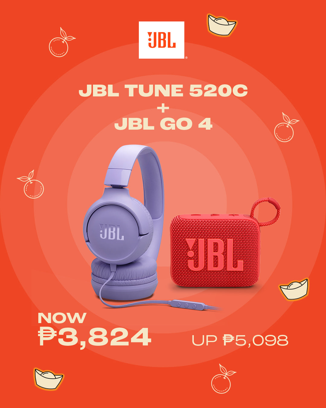 JBL TUNE 520C +JBL GO 4