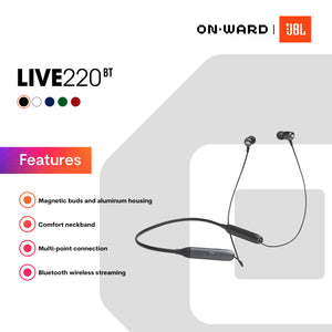 JBL LIVE 220BT Wireless in-ear neckband headphones