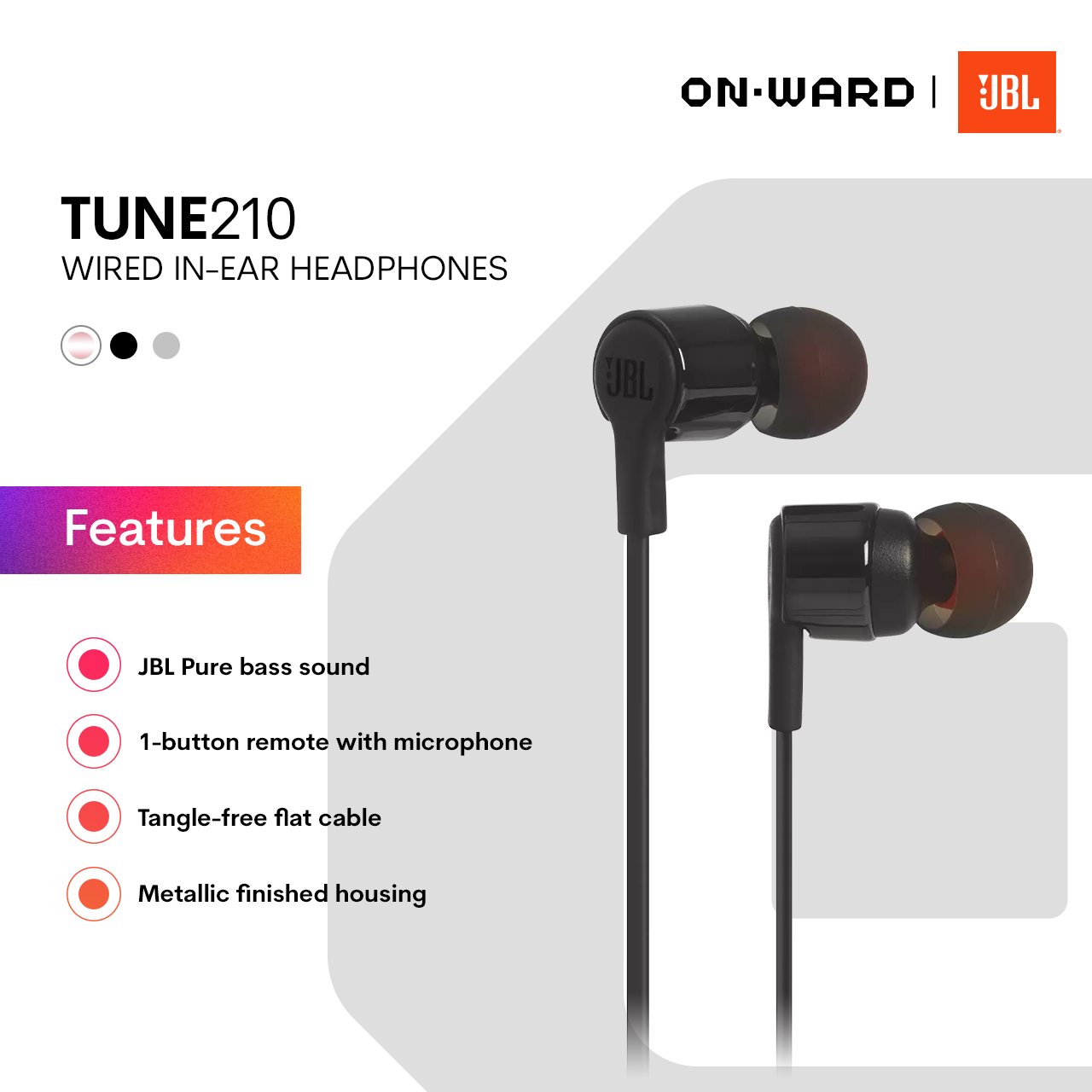 OnWard | headphones JBL PH In-ear - 210 Tune